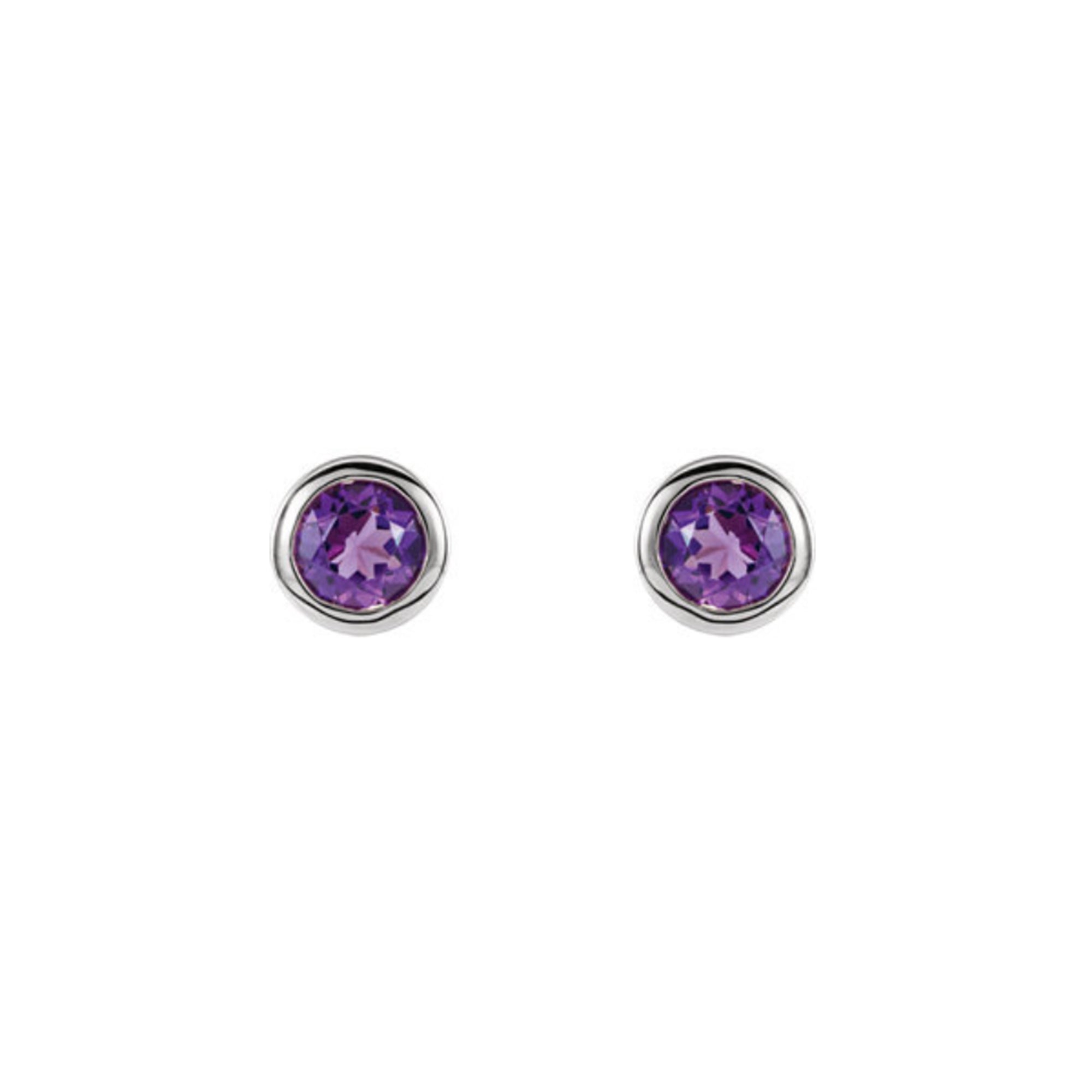 Bezel-Set Genuine Gemstone Stud Earrings in White, Yellow or Rose Gold - Talisman Collection Fine Jewelers