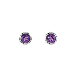 Bezel-Set Genuine Gemstone Stud Earrings in White, Yellow or Rose Gold - Talisman Collection Fine Jewelers