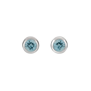 Bezel-Set Genuine Gemstone Stud Earrings in White, Yellow or Rose Gold - Talisman Collection Fine Jewelers