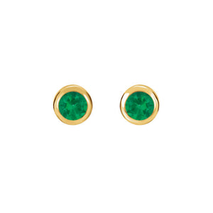 Bezel-Set Genuine Gemstone Stud Earrings in White, Yellow or Rose Gold - Talisman Collection Fine Jewelers