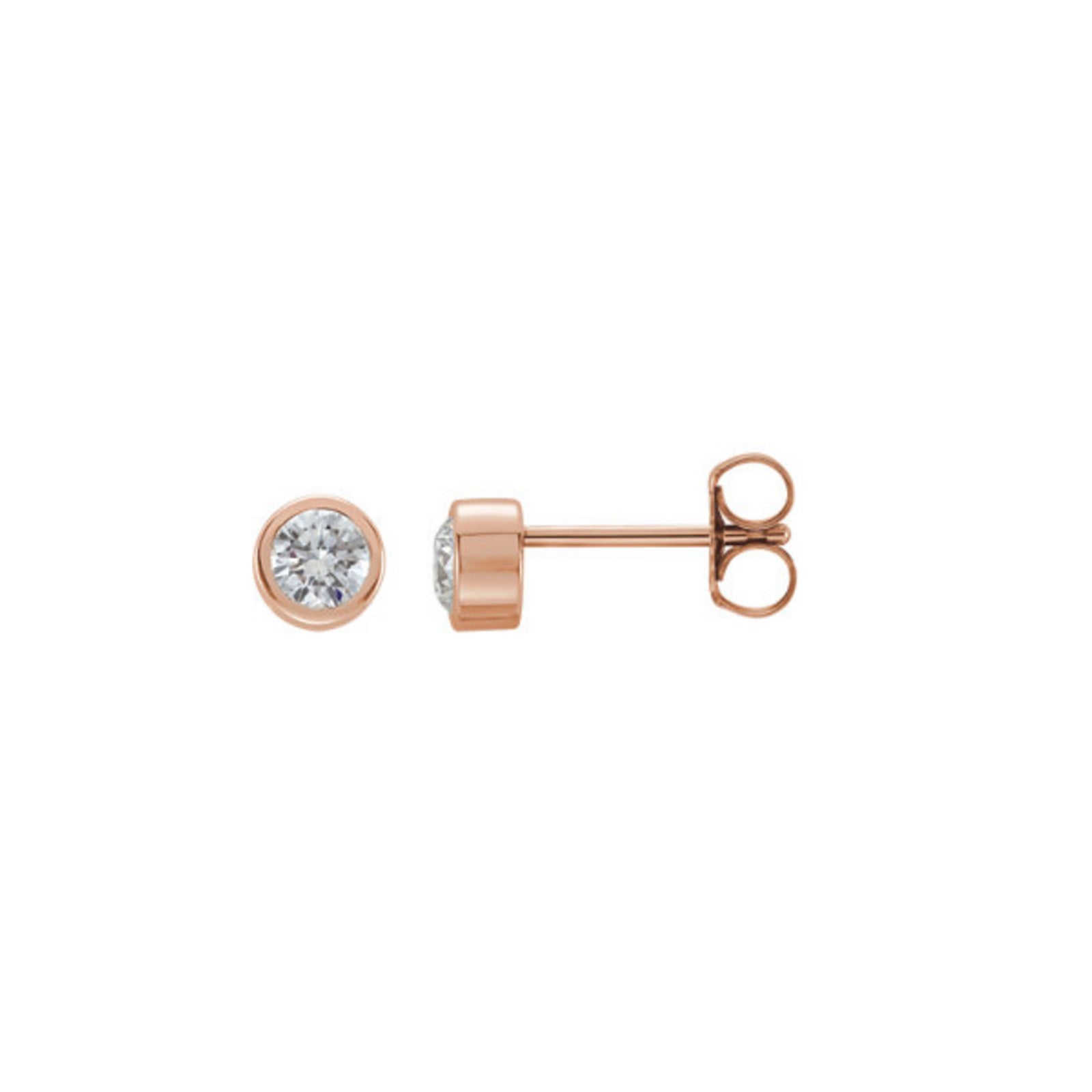 Bezel-Set Genuine Gemstone Stud Earrings in White, Yellow or Rose Gold - Talisman Collection Fine Jewelers