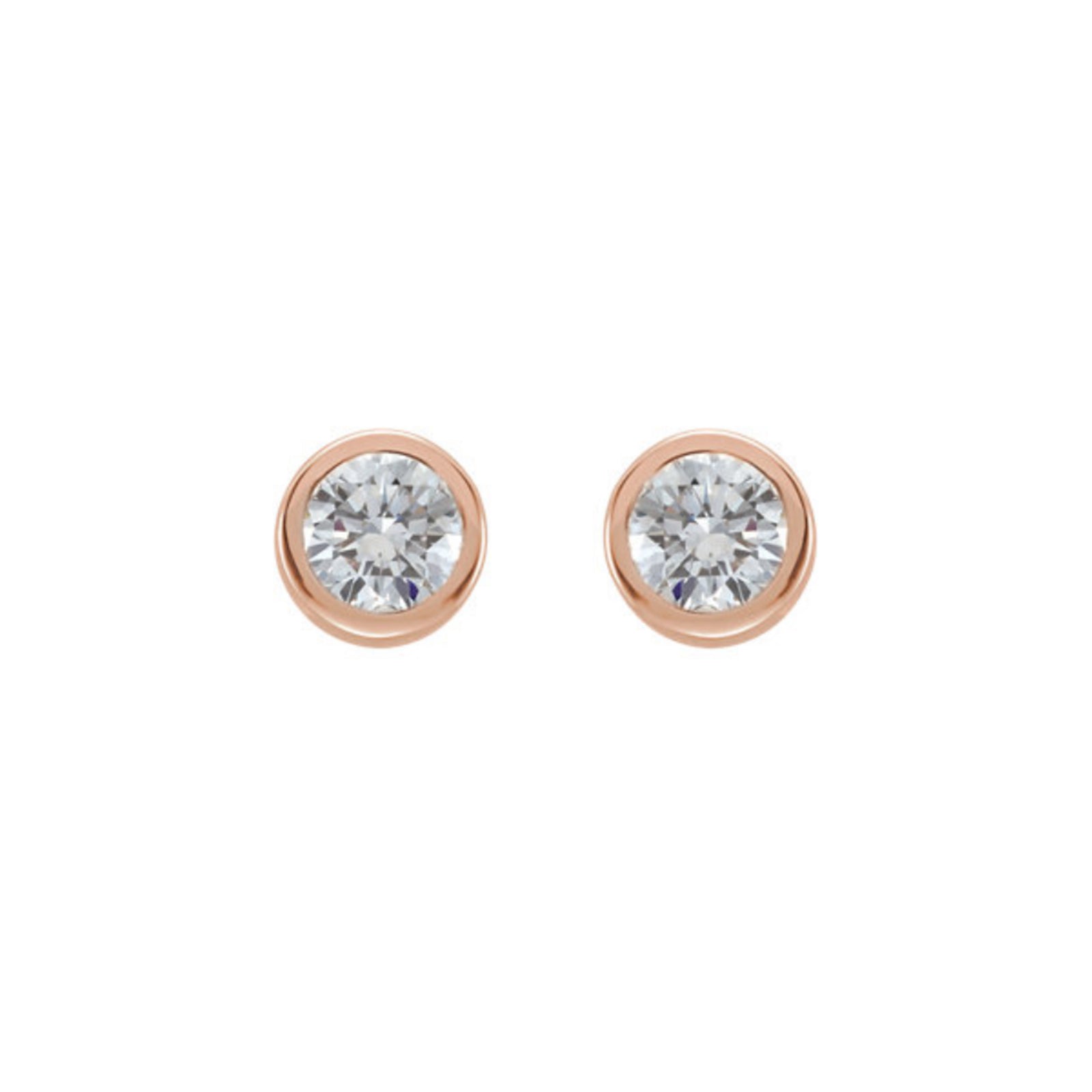Bezel-Set Genuine Gemstone Stud Earrings in White, Yellow or Rose Gold - Talisman Collection Fine Jewelers
