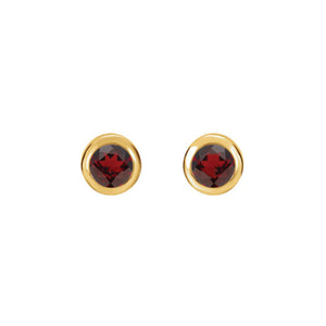 Bezel-Set Genuine Gemstone Stud Earrings in White, Yellow or Rose Gold - Talisman Collection Fine Jewelers