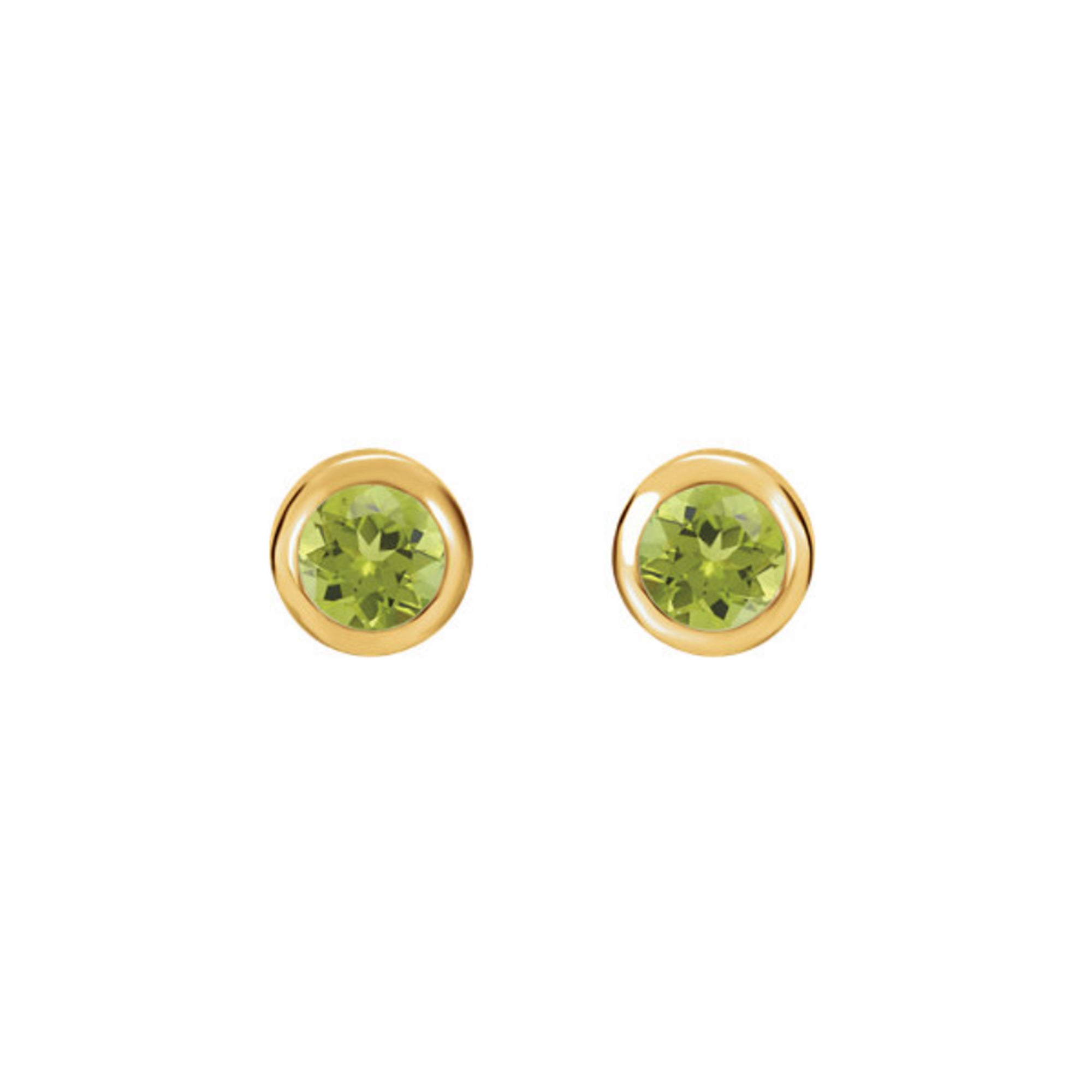 Bezel-Set Genuine Gemstone Stud Earrings in White, Yellow or Rose Gold - Talisman Collection Fine Jewelers