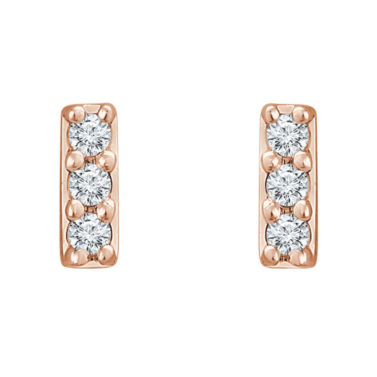 Diamond Bar Stud Earrings in White, Yellow or Rose Gold - Talisman Collection Fine Jewelers