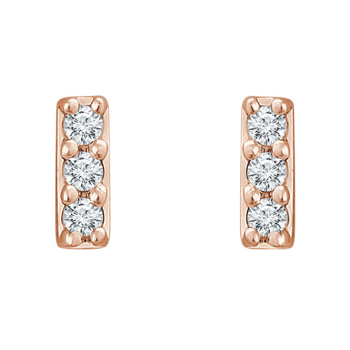 Diamond Bar Stud Earrings in White, Yellow or Rose Gold - Talisman Collection Fine Jewelers