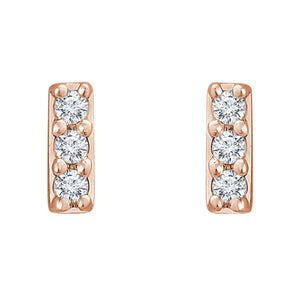 Diamond Bar Stud Earrings in White, Yellow or Rose Gold - Talisman Collection Fine Jewelers