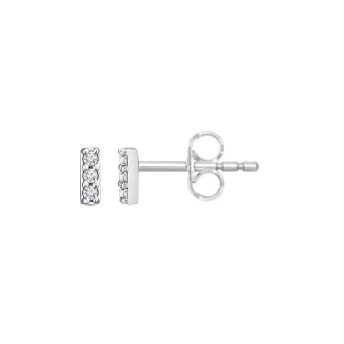 Diamond Bar Stud Earrings in White, Yellow or Rose Gold - Talisman Collection Fine Jewelers