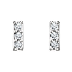 Diamond Bar Stud Earrings in White, Yellow or Rose Gold - Talisman Collection Fine Jewelers