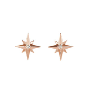 Diamond Starburst Stud Earrings in Gold, Platinum or Sterling Silver - Talisman Collection Fine Jewelers