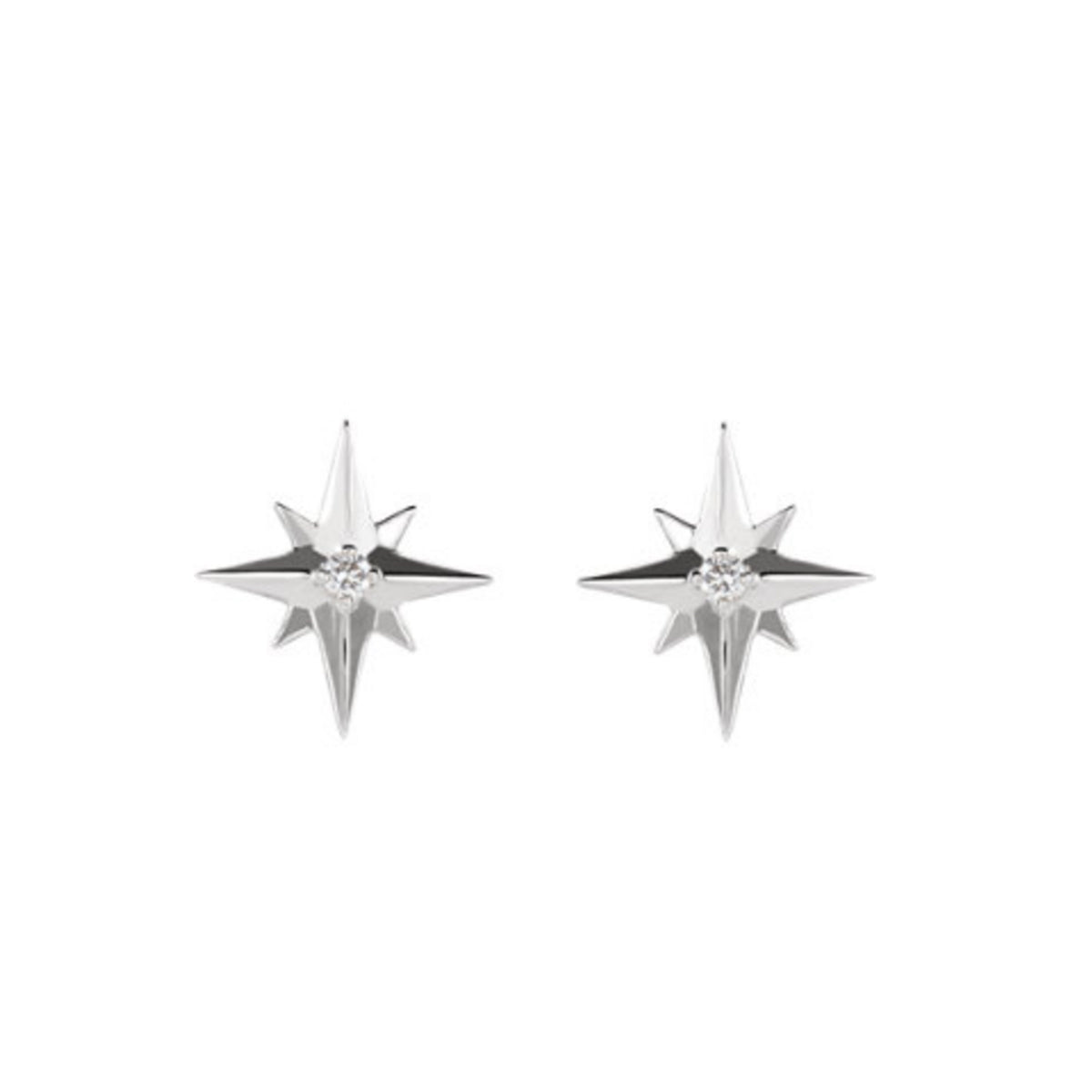 Diamond Starburst Stud Earrings in Gold, Platinum or Sterling Silver - Talisman Collection Fine Jewelers