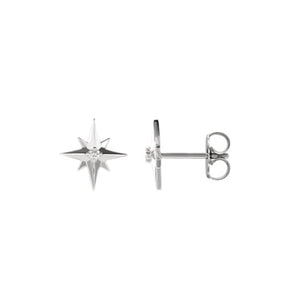 Diamond Starburst Stud Earrings in Gold, Platinum or Sterling Silver - Talisman Collection Fine Jewelers