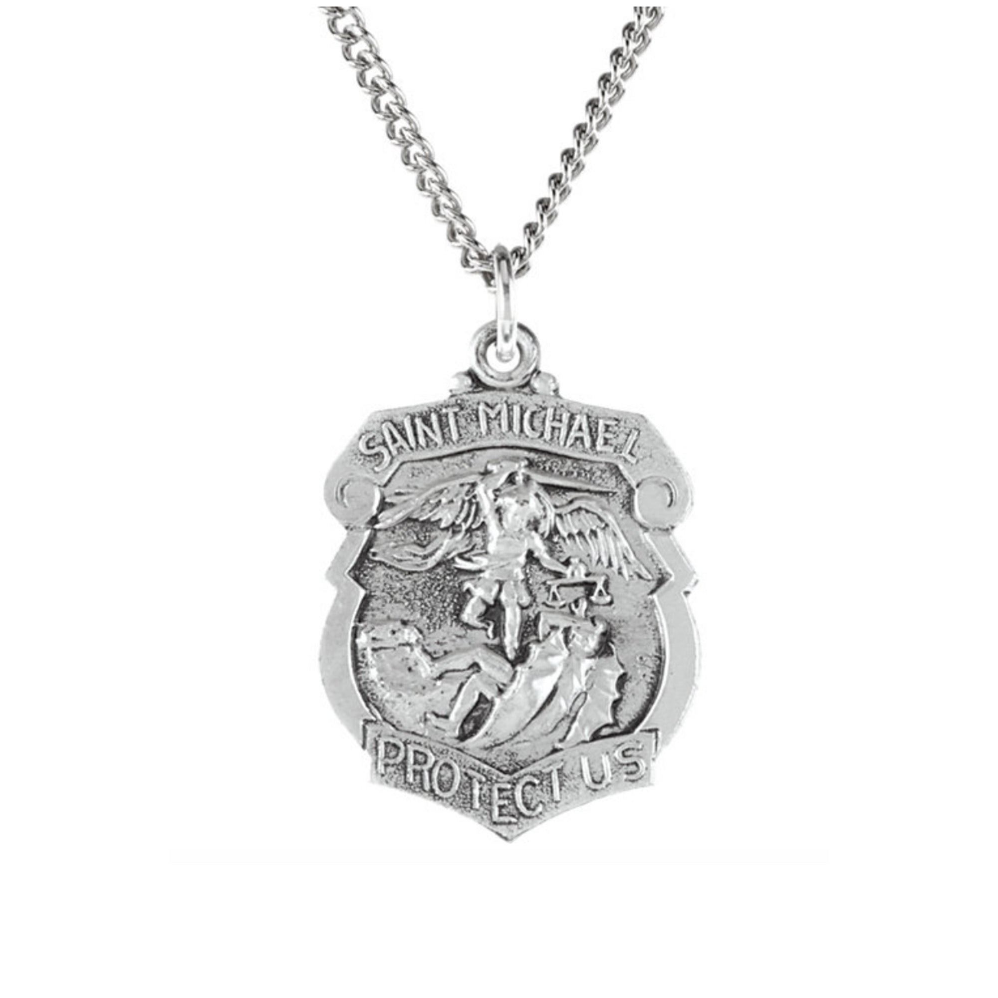 Sterling Silver St. Michael Shield Pendant - Talisman Collection Fine Jewelers