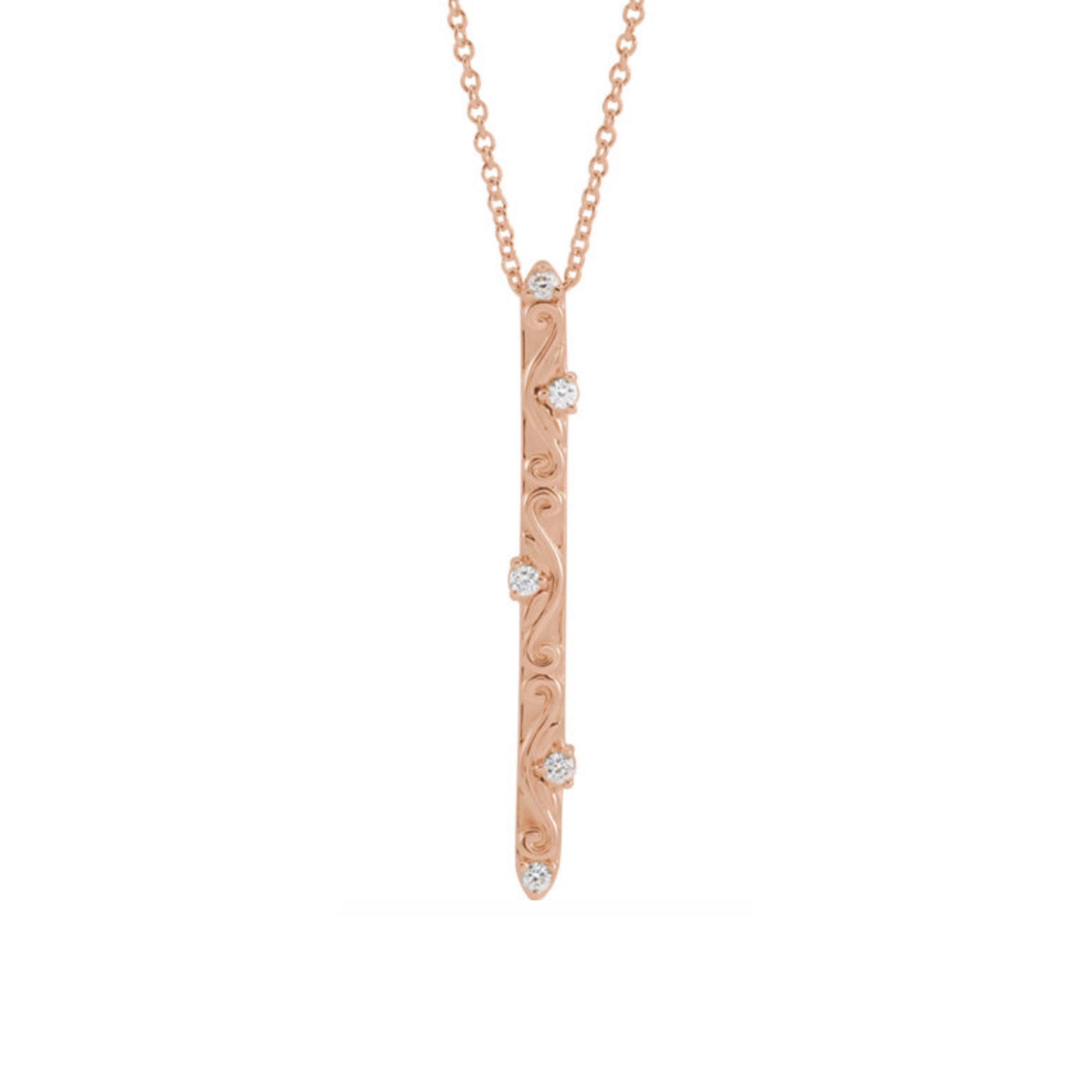 Vintage Inspired Vertical Diamond Bar Necklace - Talisman Collection Fine Jewelers