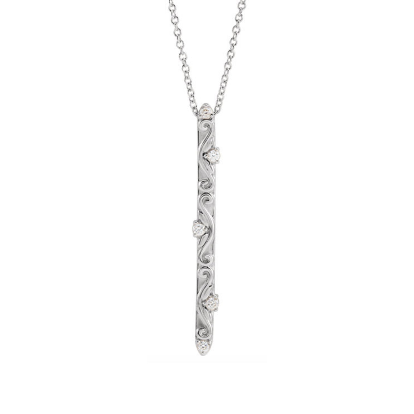 Vintage Inspired Vertical Diamond Bar Necklace - Talisman Collection Fine Jewelers