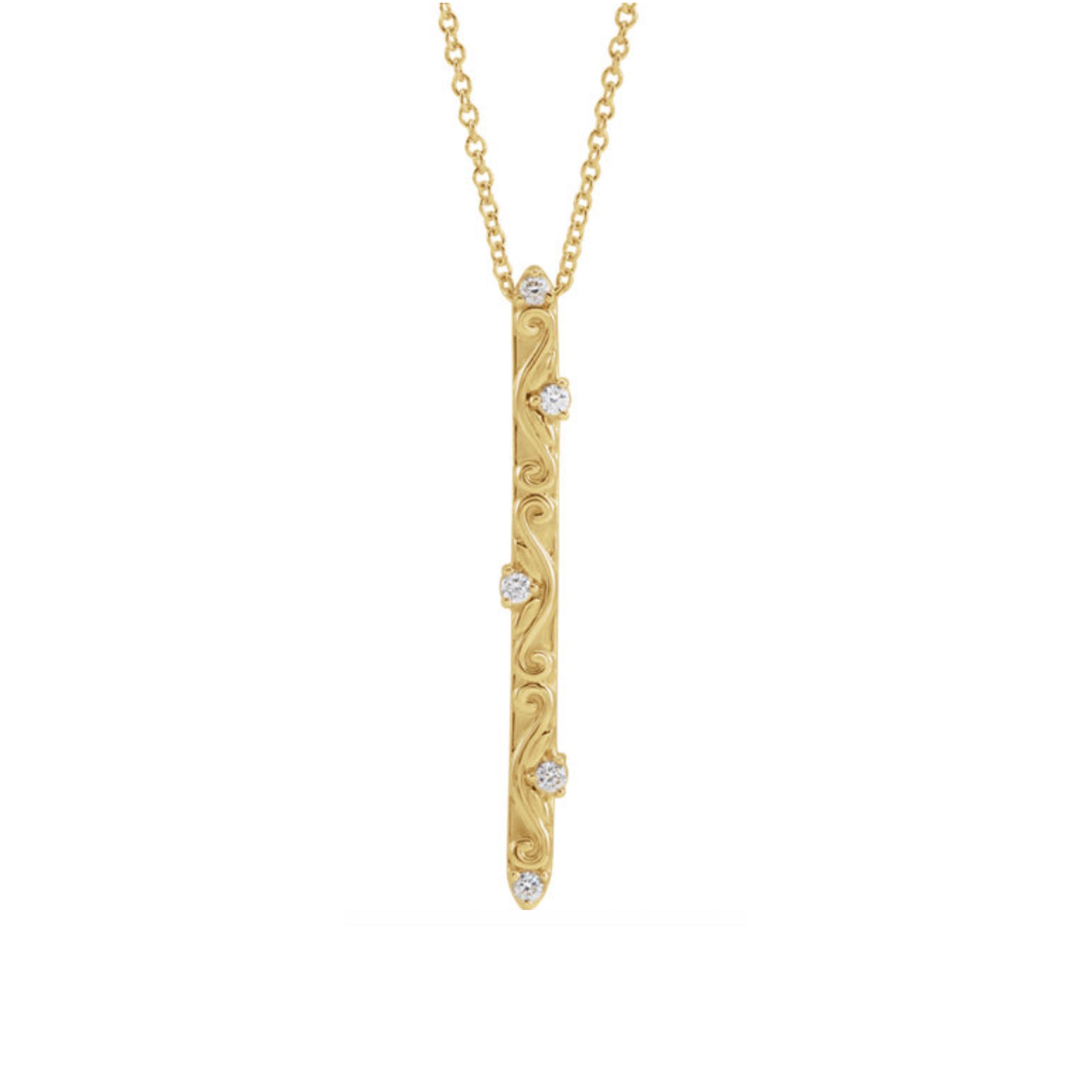 Vintage Inspired Vertical Diamond Bar Necklace - Talisman Collection Fine Jewelers