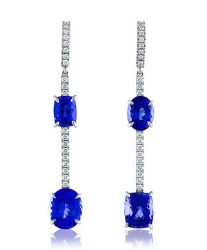 Asymmetric Tanzanite and Diamond Earrings by Lisa Nik