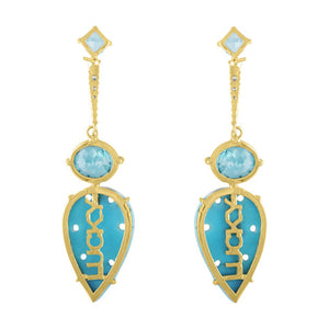 Turquoise, Apatite and Diamond Drop Earrings by Eden Presley - Talisman Collection Fine Jewelers