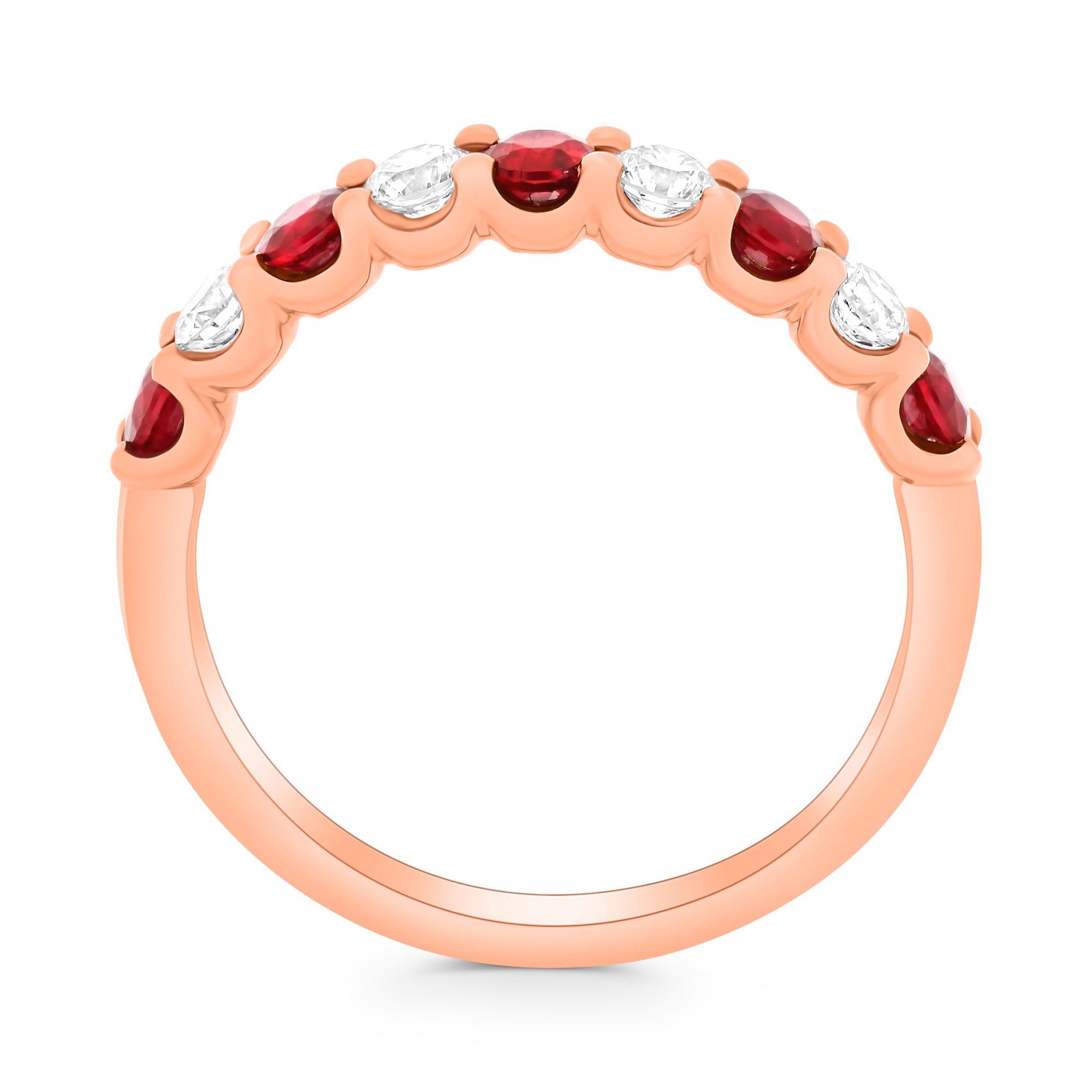 Ruby and Diamond Stack Band in 14k Rose Gold - Talisman Collection Fine Jewelers
