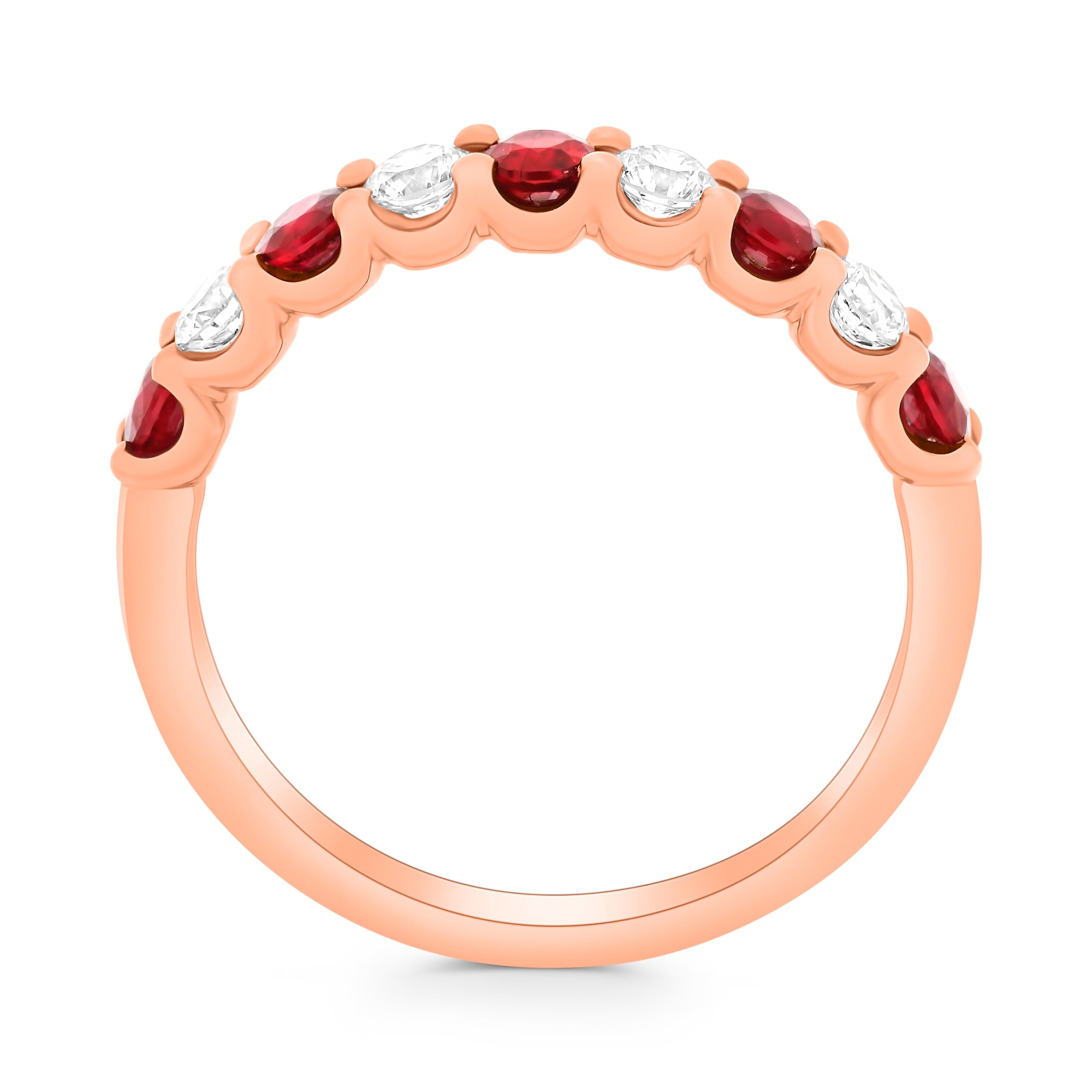 Ruby and Diamond Stack Band in 14k Rose Gold - Talisman Collection Fine Jewelers