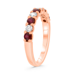 Ruby and Diamond Stack Band in 14k Rose Gold - Talisman Collection Fine Jewelers