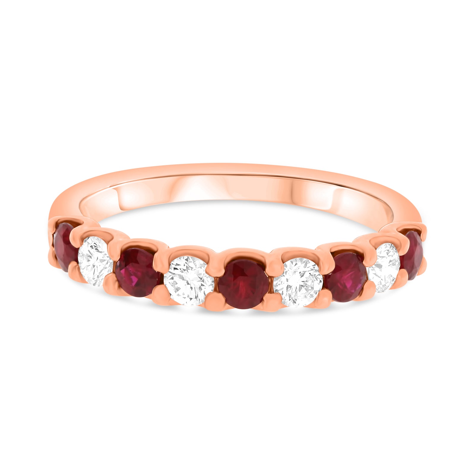 Ruby and Diamond Stack Band in 14k Rose Gold - Talisman Collection Fine Jewelers