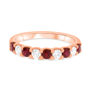 Ruby and Diamond Stack Band in 14k Rose Gold - Talisman Collection Fine Jewelers