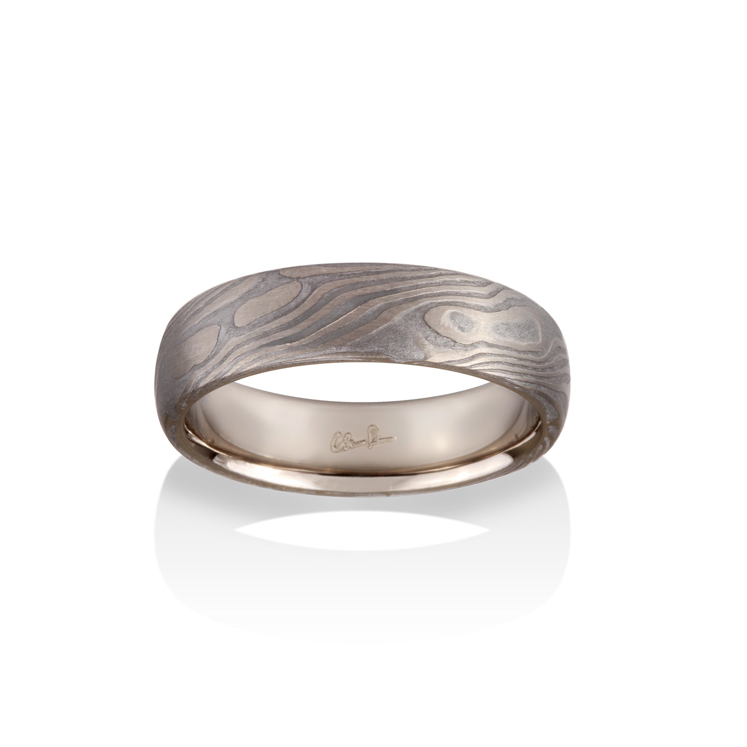 Maple Mokume and Meteorite Ring by Chris Ploof - 18k White Gold - Talisman Collection Fine Jewelers