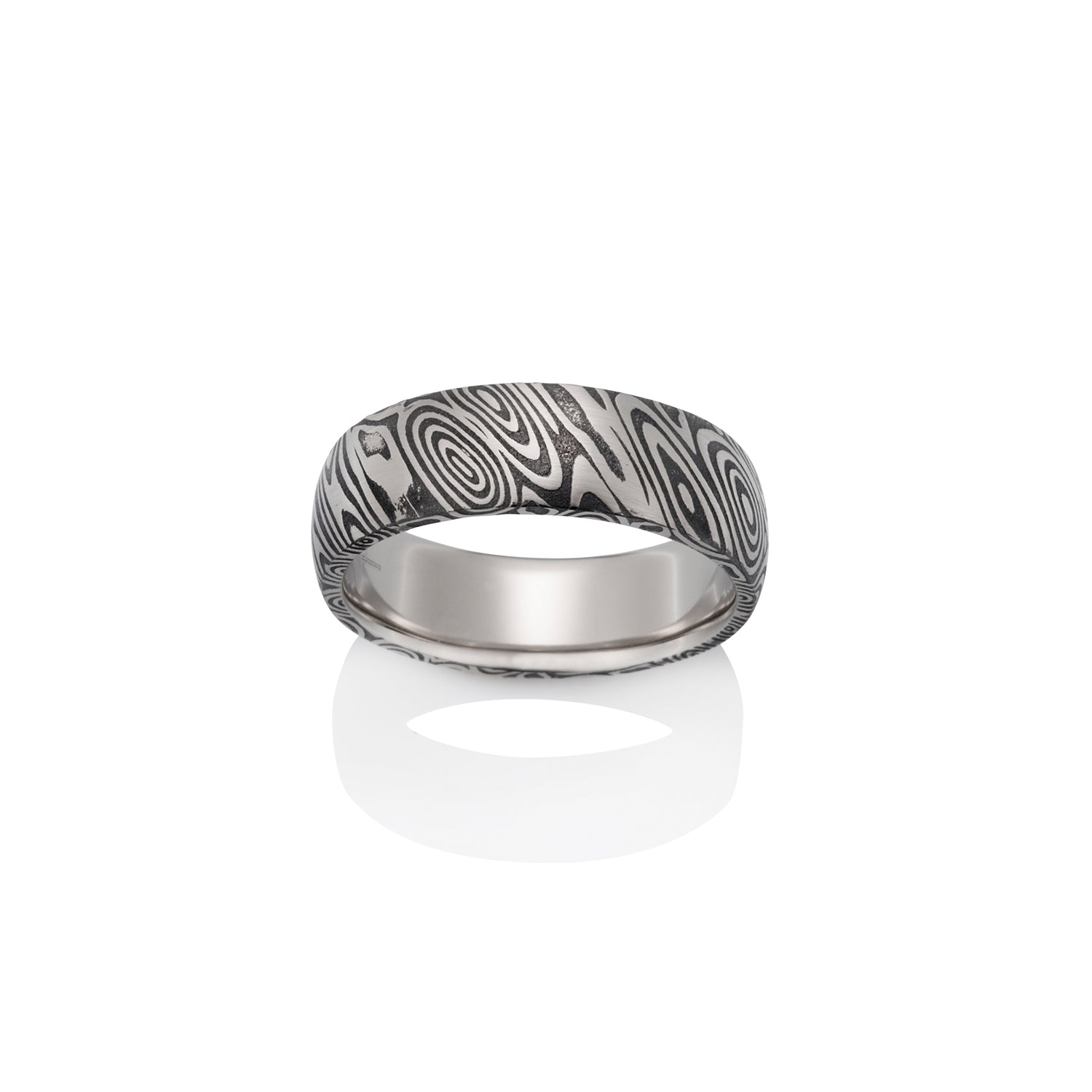 Wood Grain Oxidized Damascus Steel Ring by Chris Ploof - Talisman Collection Fine Jewelers