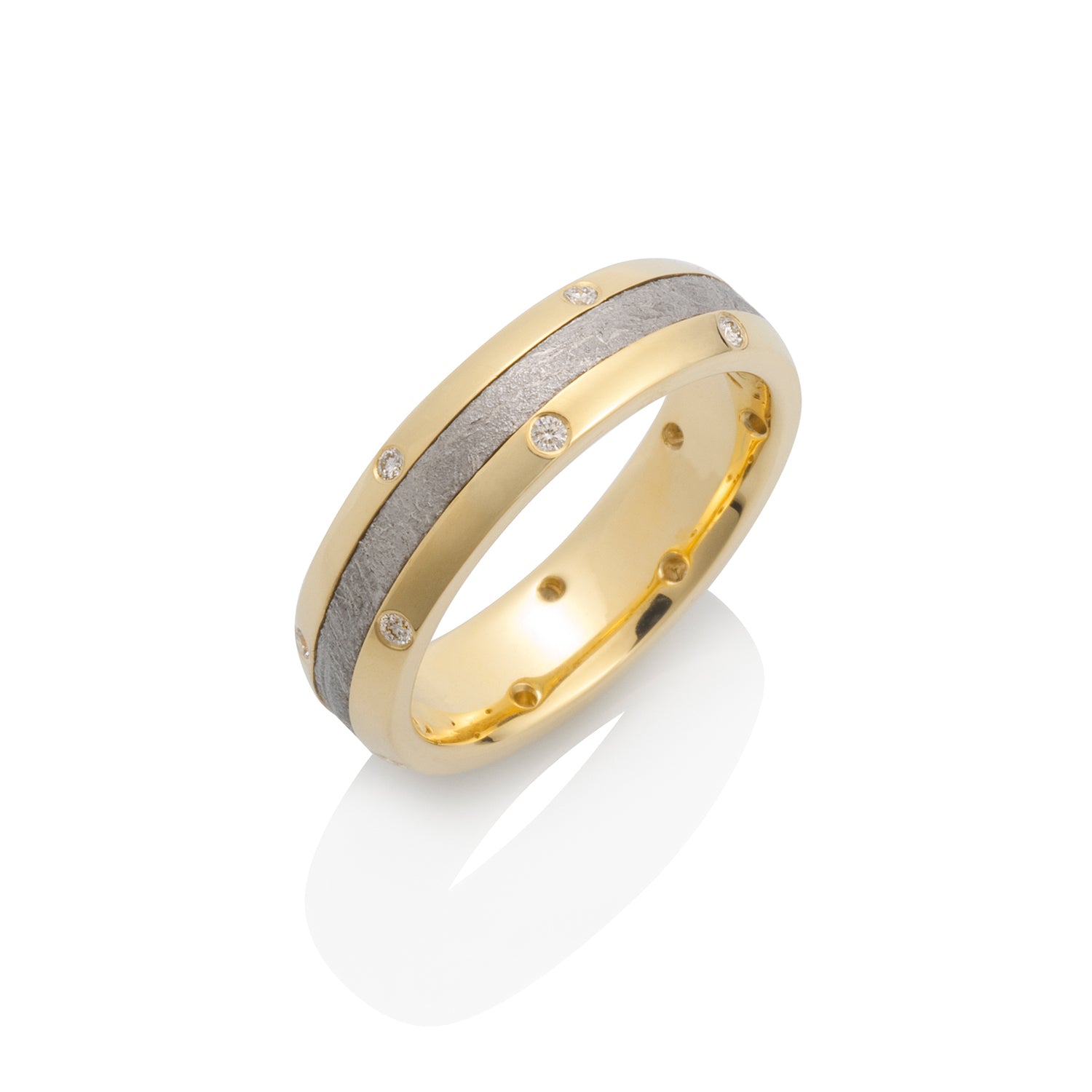 Canopus Meteorite Diamond Ring by Chris Ploof - 18k Yellow Gold - Talisman Collection Fine Jewelers