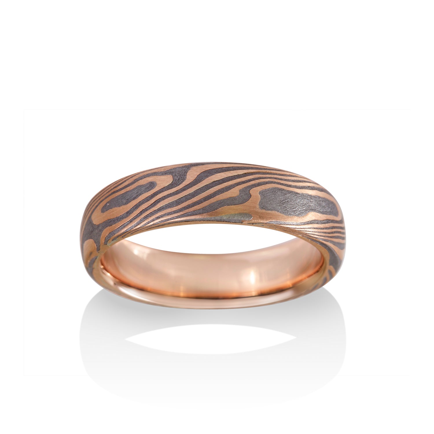 Maple Mokume and Meteorite Ring by Chris Ploof - 14k Red Gold - Talisman Collection Fine Jewelers
