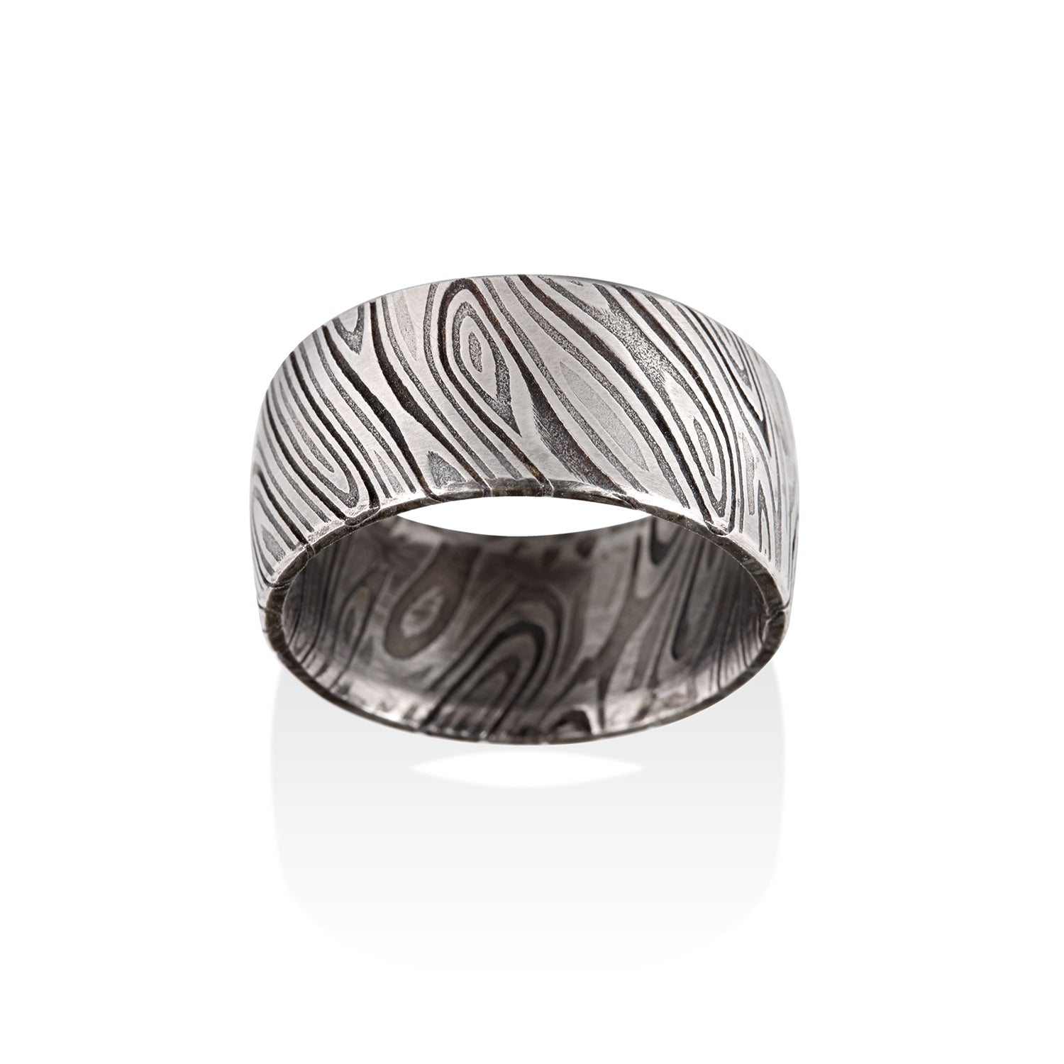 Triple White Damascus Steel Ring by Chris Ploof - Talisman Collection Fine Jewelers