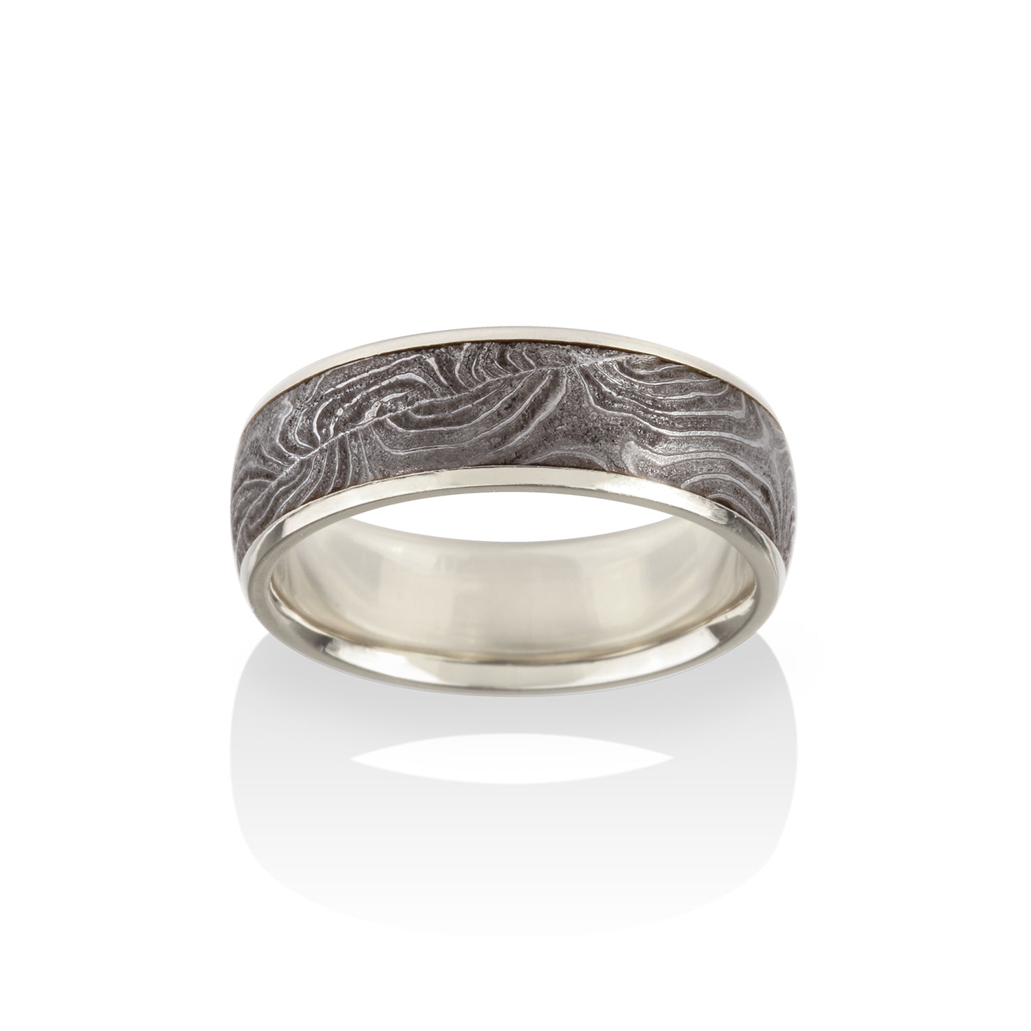 Channel Double Barrel Damascus Ring by Chris Ploof - Talisman Collection Fine Jewelers