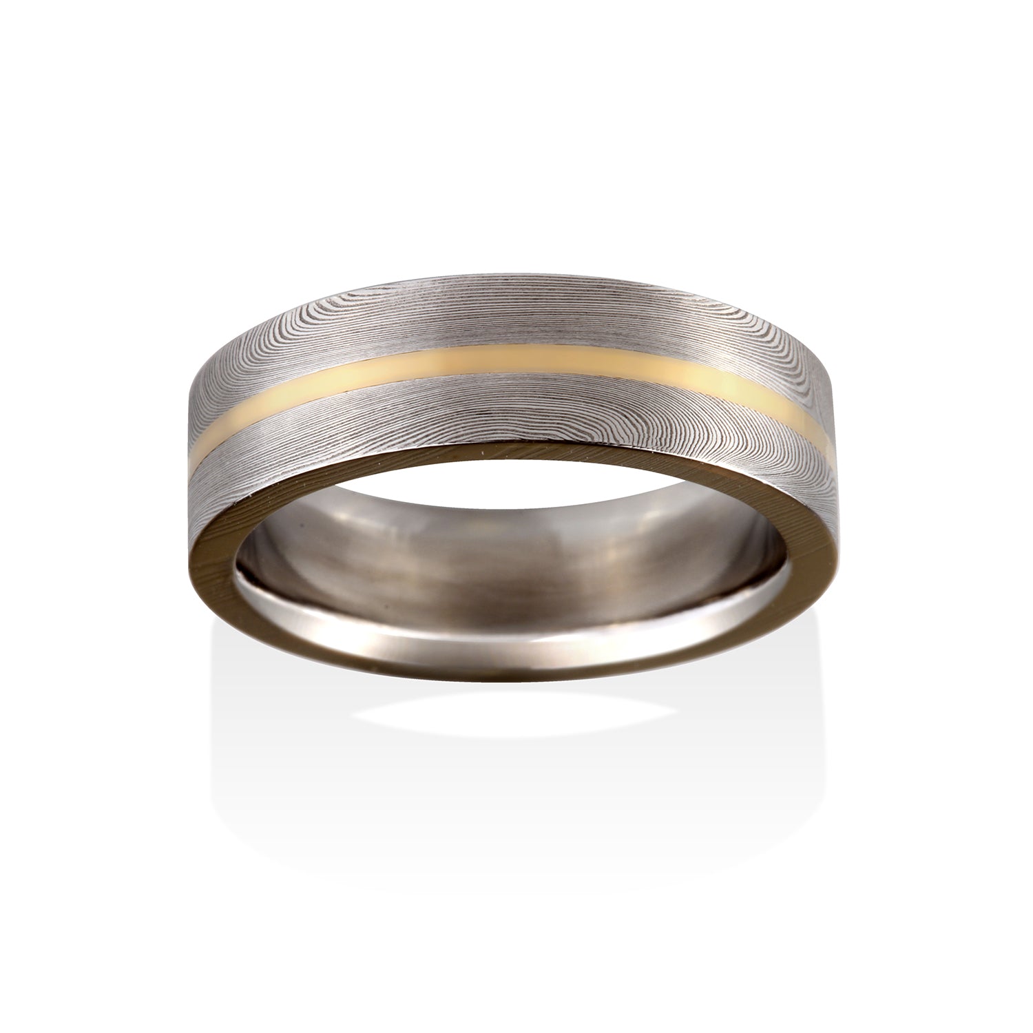 Starlight Damascus Ring by Chris Ploof - 18K Yellow Gold Inlay - Talisman Collection Fine Jewelers