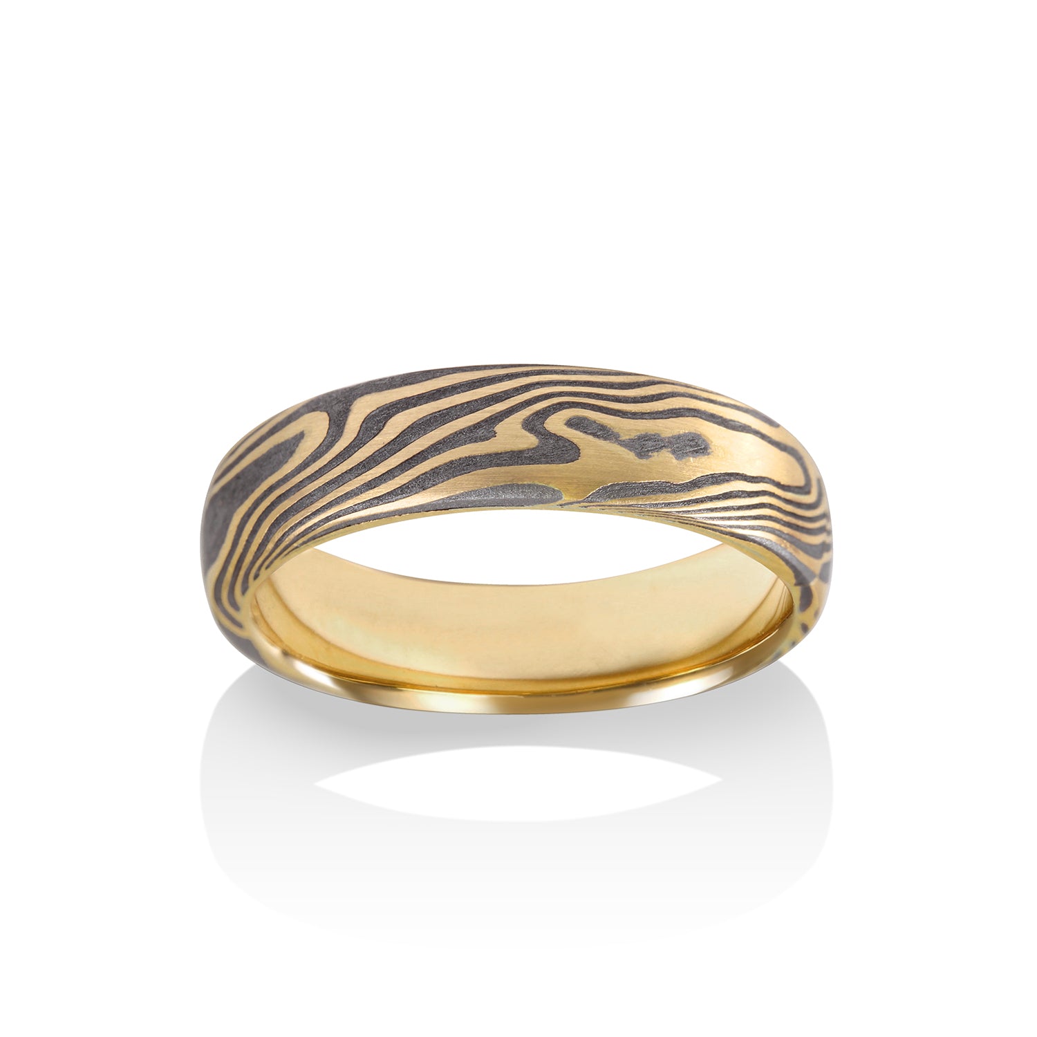 Maple Mokume and Meteorite Ring by Chris Ploof - 18k Yellow Gold - Talisman Collection Fine Jewelers