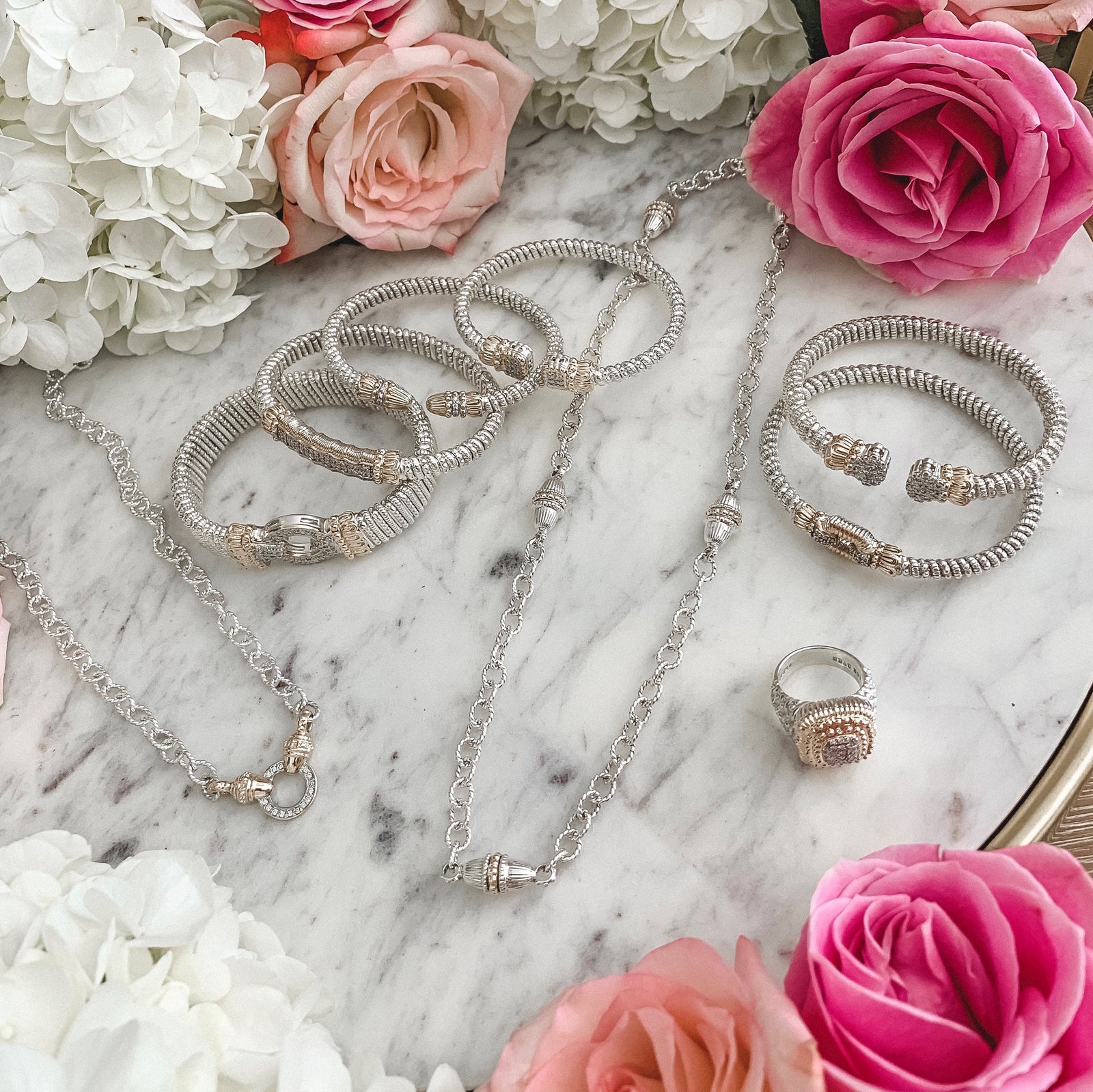 Diamond Accented Sterling Silver and 14k Gold Chain by Vahan - Talisman Collection Fine Jewelers