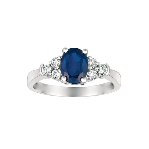 Blue Sapphire and Diamond Monaco Ring