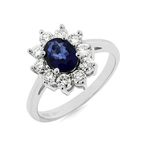 Blue Sapphire and Diamond Firecracker Ring