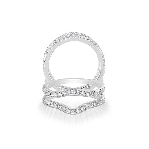 Diamond Contour Double Wedding Band, 0.53 Carat Total Weight