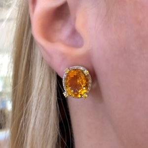 Citrine and Diamond Sunbeam Stud Earrings - Talisman Collection Fine Jewelers