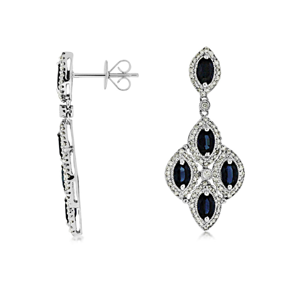 Sapphire and Diamond Monaco Drop Earrings