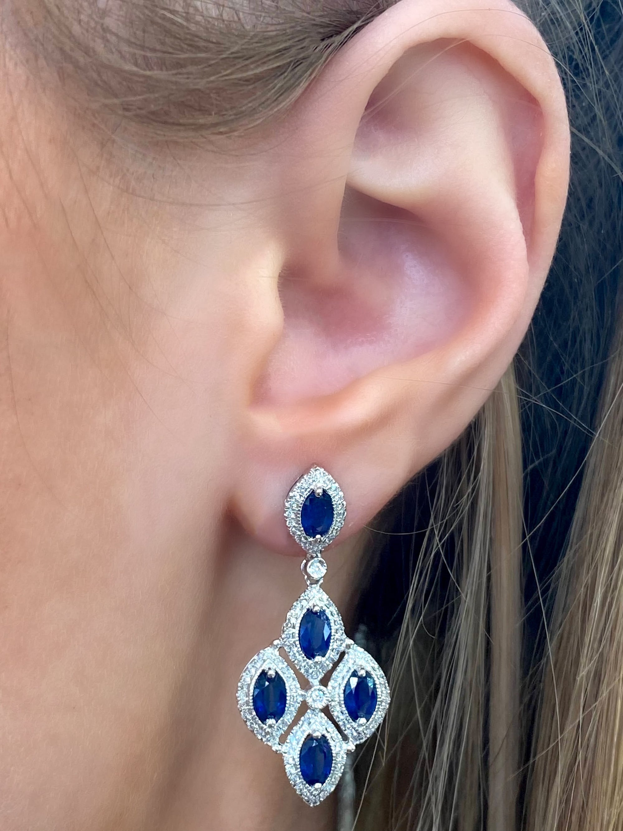 Sapphire and Diamond Monaco Drop Earrings