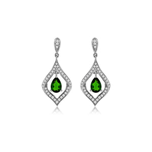 Chrome Diopside and Diamond Lily Drop Earrings