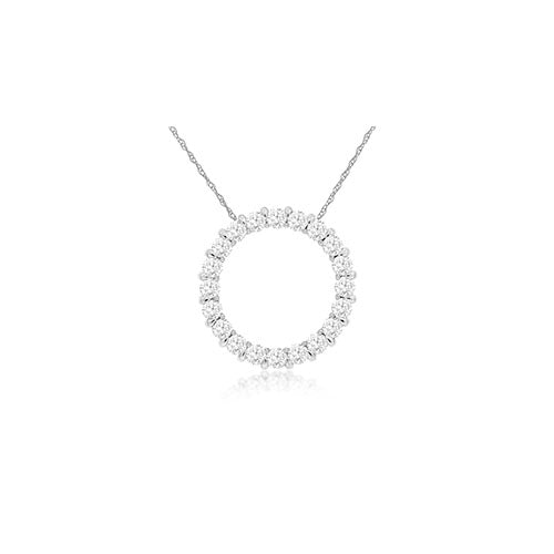 Diamond Open Circle Necklace in 14k White Gold