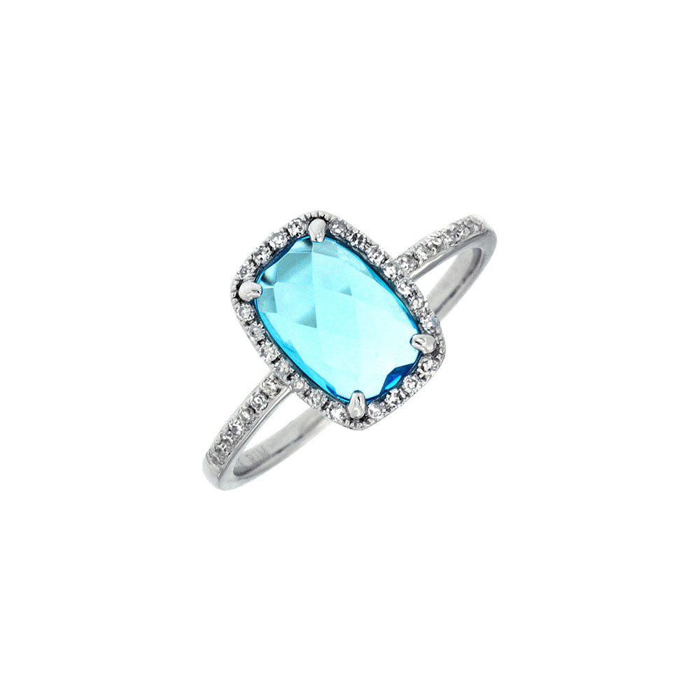 Blue Topaz and Diamond Candy Drop Ring