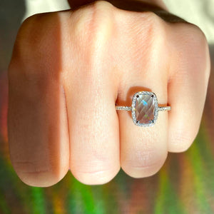 Blue Topaz and Diamond Candy Drop Ring