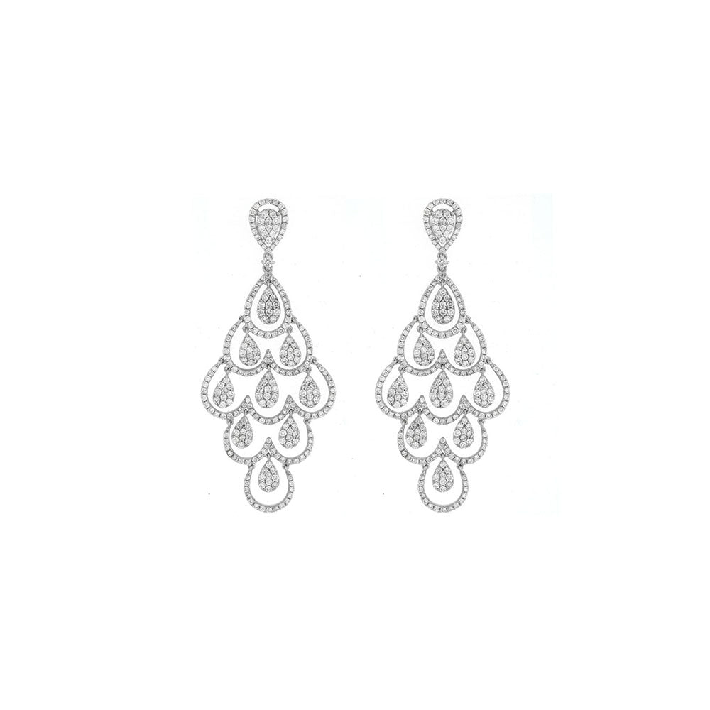 Diamond Chandelier Earrings in 14k White Gold