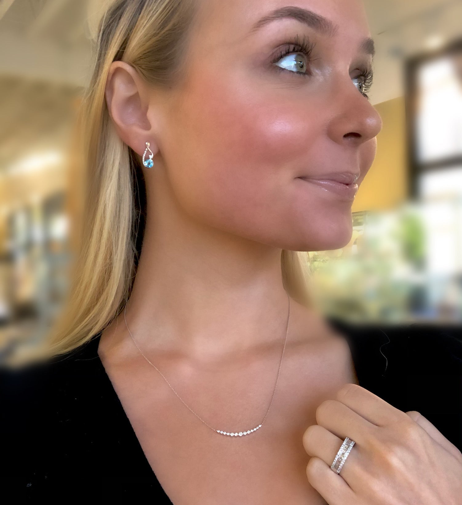 Diamond Bar Necklace in 14k White Gold - Talisman Collection Fine Jewelers