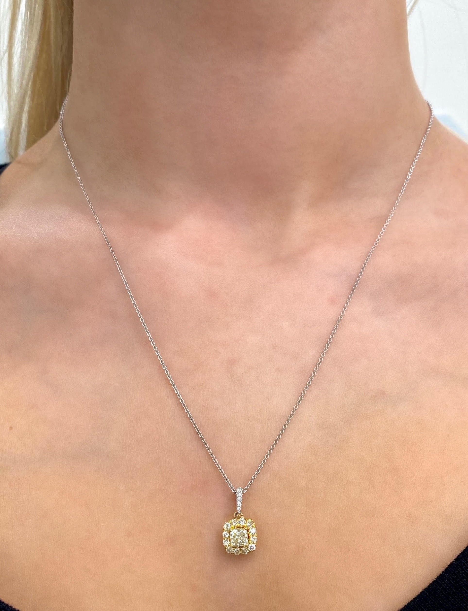 Yellow Diamond Valencia Necklace in 14k White Gold