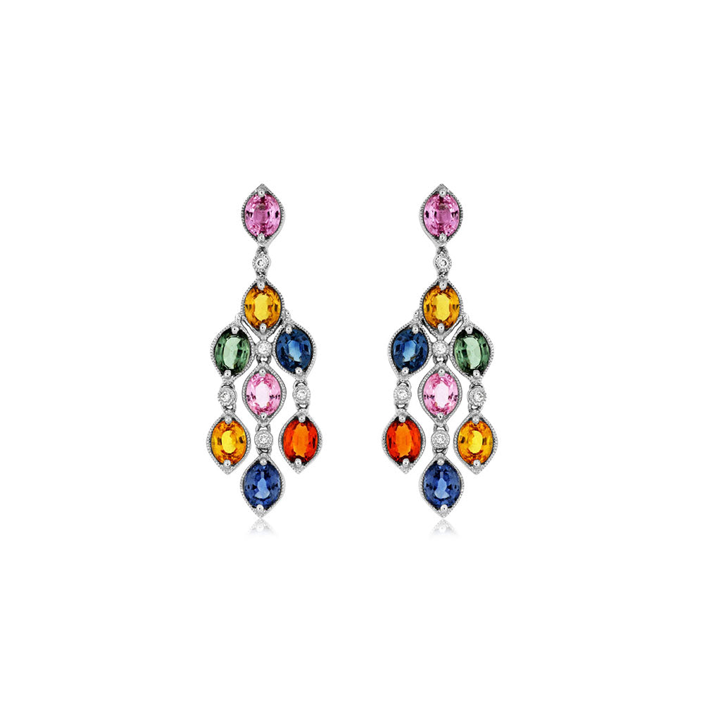 Fancy-Colored Sapphire Chandelier Drop Earrings